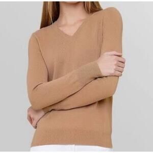 Charter Club V neck Cashmere Sweater Tan Lightweight Soft Women's Medium
